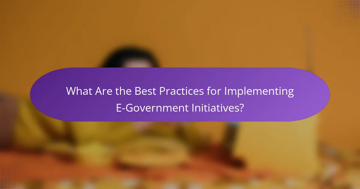 What Are the Best Practices for Implementing E-Government Initiatives?